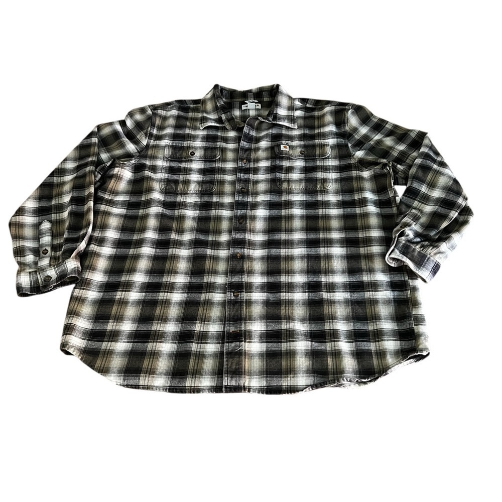 Carhartt Black, Gray, Green and White Plaid Shirt Shacket Size 2XLTall